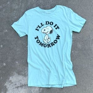 Snoopy I will do it tomorrow tshirt | Peanuts | Size Large  Turquoise